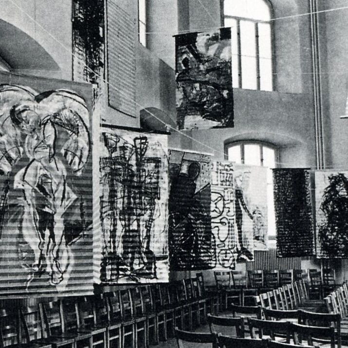 Faltrollo-Ausstellung in der Schlosskirche Cottbus, 1988, Angela Eulitz, Privatarchiv Cottbus
