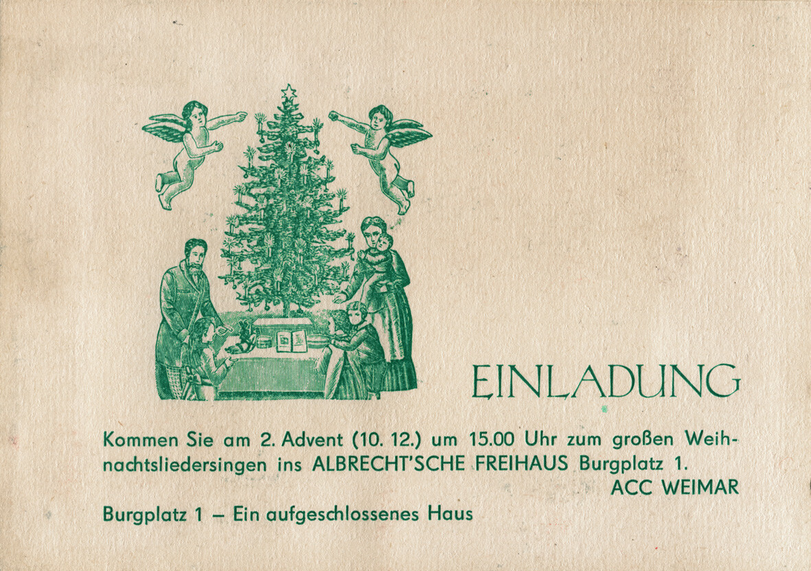 Einladungskarte Weihnachtsliedersingen, 1989.