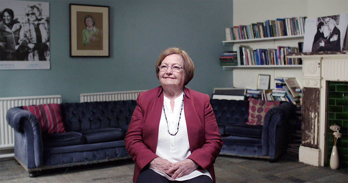 Nobel Peace Laureate, Mairead Corrigan Maguire - photographic version of the 2017 filmed portrait artwork created in the Peace House, Belfast, 2021., http://www.amandadunsmore.com/