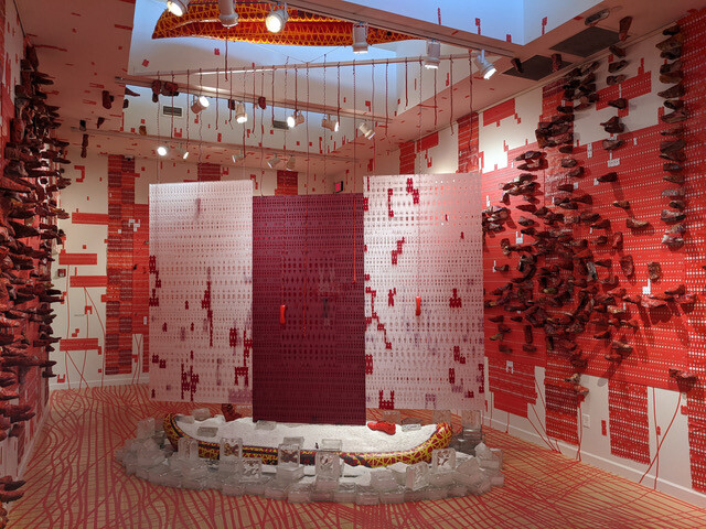 Akirash, Installation view of “Majele” (Venomous) at the George Washington Carver Museum in Austin, https://glasstire.com/2020/05/02/think-global-art-local-an-interview-with-akirash/